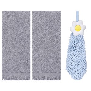 REGALWOVEN 3 Pcs Bathroom Soft and Absorbent Decorative Hand Towel - 1 of 4
