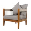 JUJABU Boho Acacia Wood Patio Lounge Chair with Handwoven Rope Accents and Curved Backrest, Water-Resistant Cushions - 2 of 4