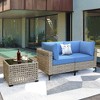 XIZZI Wicker Loveseat Small Couch, 2 Seater Sofa, All Weather Rattan Furniture with Solar Coffee Table for Balcony Yard Poolside Garden - 3 of 4