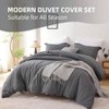 Dark Grey Queen Duvet Cover Set - Set of 3 Soft Cooling with Zipper, Breathable Microfiber, No Comforter Included - 2 of 4