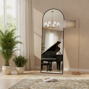 MAYEERTY 56 inch Arched Full Length Mirror Aluminum Alloy Frame Floor Length with Stand for Living room Gold - 1 of 4