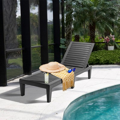 Costway Outdoor Patio Lounge Chair Chaise Fabric Adjustable Reclining  Armrest Pool Brown