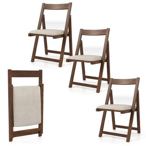 Tangkula Upholstered Dining Chair Set of 4 w/ Curved Backrest Rubber Wood Frame - 1 of 4