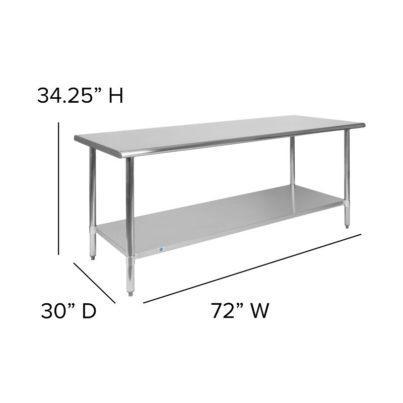 Flash Furniture Stainless Steel 18 Gauge Prep and Work Table with Undershelf - NSF Certified, 4 of 9
