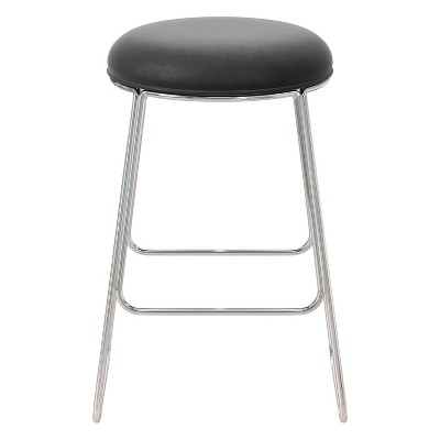 Southlake Black Vinyl Backless Metal Counter Stool with Chrome Frame