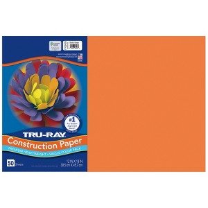 Tru-Ray® Construction Paper, Heavyweight, Electric Orange, 12" x 18", 50 Sheets - 1 of 4