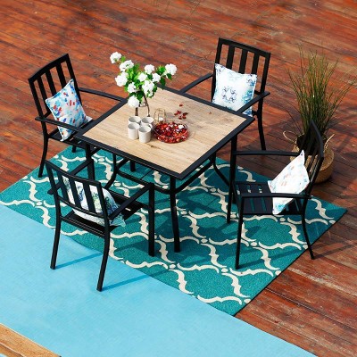 5pc Patio Table & Metal Chairs with Striped Design - Captiva Designs