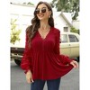 Puff Sleeve Peplum Tops Lantern Sleeve V Neck Tops Peplum Shirts For Women Loose Fit - 2 of 4