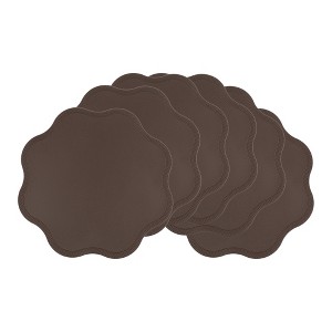 REGALWOVEN Faux Leather Washable Wipeable Placemats 15" x 15" 6 Pcs - 1 of 4