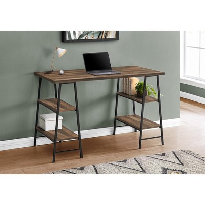 Monarch Specialties Computer Desk Home Office Laptop Storage Shelves 48InchL Work Metal Laminate Brown Black Contemporary Modern