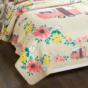 The Lakeside Collection Floral Camper Bedding Ensemble - King Quilt - 1 of 4