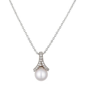 Silver Copper Pearl & Crystal Modern Women's Necklace - 1 of 4