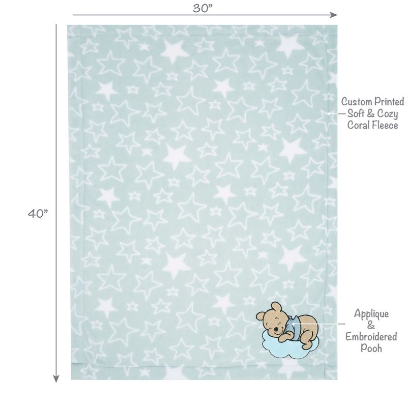 Bedtime Originals Disney Baby Starlight Pooh Blue/White Soft Fleece Baby Blanket, 2 of 8