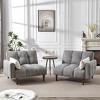 DOMETOUR 81" Linen Upholstered Convertible Sofa Bed, Modern Sleeper Futon Couches Loveseat with 2 Pillows for Living Room Bedroom Apartment - 3 of 4