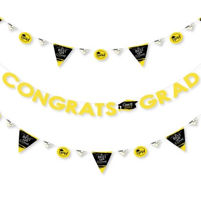 Big Dot of Happiness Yellow Grad - Best is Yet to Come - 2022 Grad Party Letter Banner Decor - 36 Banner Cutouts and Congrats Grad Banner Letters