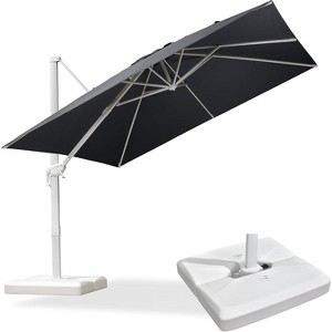 PURPLE LEAF Patio Umbrella White Cantilever Offset Umbrella Square Outdoor Umbrella with 360-degree Rotation for Garden Deck Pool - 1 of 4