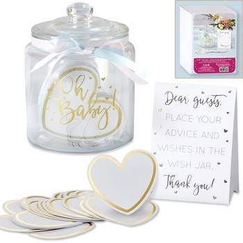 Kate Aspen Iridescent Baby Shower Wish Jar with Heart Shaped Cards | 27198NA