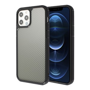 Insten Matte Translucent Case For iPhone 12 Pro Max / 12 Pro / 12 Mini / 12, Carbon Fiber Pattern, Black - 1 of 4