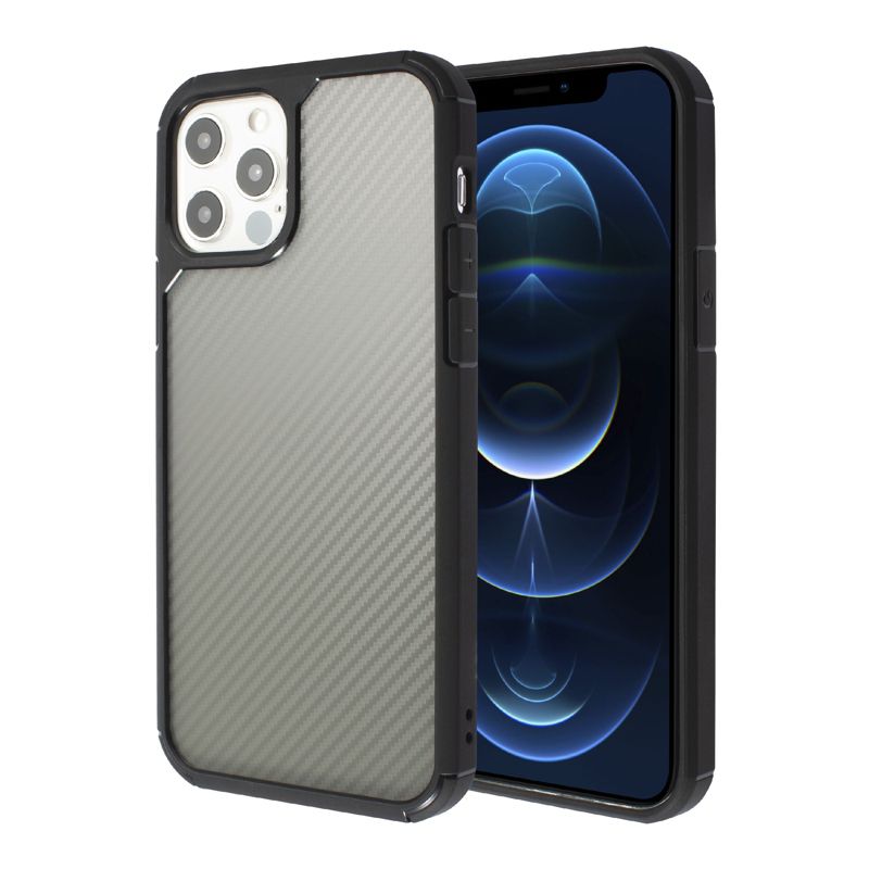 Insten Matte Translucent Case For iPhone 12 Pro Max / 12 Pro / 12 Mini / 12, Carbon Fiber Pattern, Black, 1 of 10