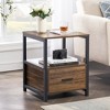 VECELO Modern Wooden Nightstand with Drawer Square End Bedside Tables with Open Shelf, Stable Metal Frame Small Side Tables - 2 of 4