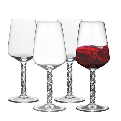 Orrefors Carat 14.8 Fl. Oz. Wineglasses - Set of 4, Classic Stemmed Wineglasses - Kitchen & Dining Crystal Glassware - Dishwasher Safe