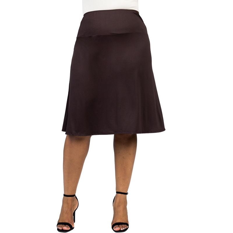 24seven Comfort Apparel A Line Elastic Waist Knee Length Plus size Skirt, 1 of 4