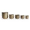 Storied Home 5-Piece Round Metal Fluted Planters with Scalloped Rims, Antique Gold Finish - 2 of 2