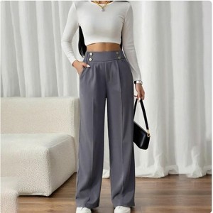 Wikineon Women's High-Waist Wide Leg Pants C Business Casual Trousers with Functional Pockets for Polished Comfort & Versatile Styling,beige, XXL Size - 1 of 4