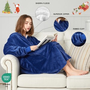 Inhand Oversized Wearable Blanket Hoodie, Long Hooded Blanket for Girls, Cozy Flannel Sweatshirt Blanket with Giant Pocket and Zipper - 1 of 4