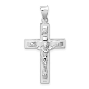 Black Bow Jewelry Rhodium Plated Sterling Silver INRI Latin Crucifix Pendant, 20 x 39mm - 1 of 4
