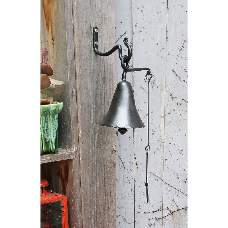 Achla Designs 6.5&#34; Wrought Iron Old Time Farmhouse with Bell Graphite Powder Coat Finish, 5 of 6