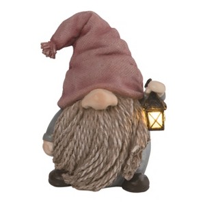 Transpac Resin 6.5" Gray Spring Light Up Braided Gnome Decor - 1 of 2