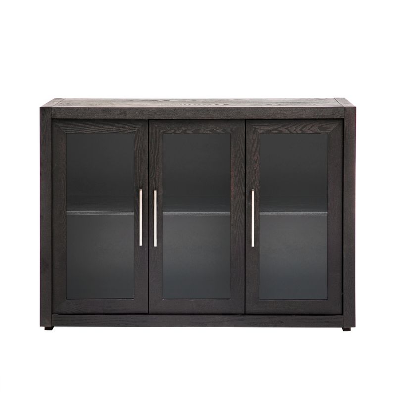 48" Mordern Wooden Storage Cabinet with 3 Tempered Glass Doors and Adjustable Shelves - ModernLuxe, 4 of 11