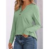 Women's 2025 Fall Long Sleeve Henley Top Dressy Casual V-Neck Blouse Trendy Loose Fit Button Up Shirts Cute T-Shirt - 3 of 4