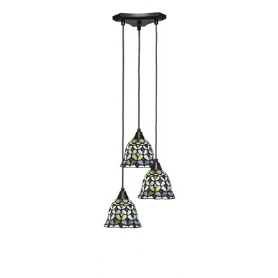 Toltec Lighting Europa 3 - Light Pendant in  Dark Granite with 7" Crescent Art Glass Shade
