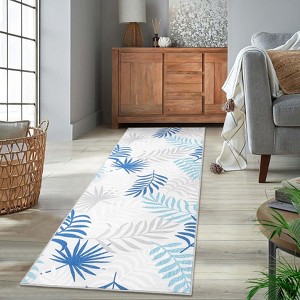 Modern Throw Rugs Botanical Area Rug Machine Washable Rug Stain Resistant Easy Cleaning Area Rug Low Pile Floor Cover Folding Carpet For Home Decor - 1 of 4