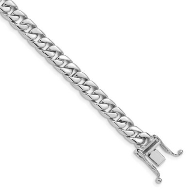 Black Bow Jewelry 6mm 14k White Gold Solid Curb Link Chain Bracelet