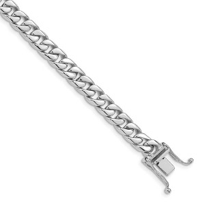 Black Bow Jewelry 6mm 14k White Gold Solid Curb Link Chain Bracelet - 1 of 4