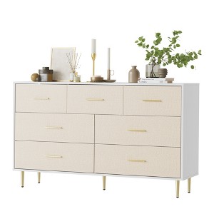 COZONY 7-Drawer Dresser with Gold Handles, Modern Wood Chest with Metal Legs, White Storage Organizer for Bedroom, Living Room, Hallway - 1 of 4
