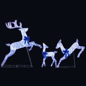 Costway 3 PCS Lighted Christmas Reindeer Family Set Holiday Decoration with 255 Lights White/Gold - 1 of 1