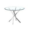 Round Glass Dining Table with Stainless Steel Cross Legs, Modern Glass Kitchen Table, Suitable for Dining Room and Kitchen, Silver. - 2 of 4
