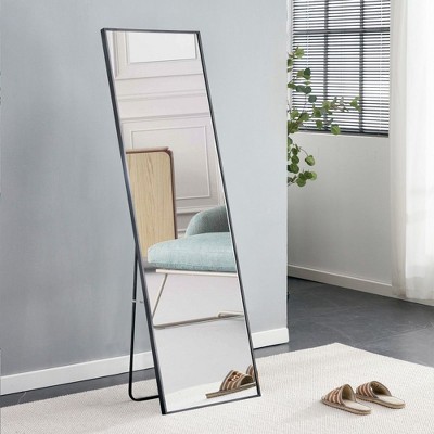PAGED Rectangle Wall Mounted Full Length Mirror, Leaning Floor Full Body Mirror with Meatl Frame,Suitable for Bedroom