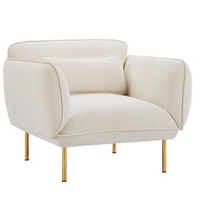 Vynxaria Oversized Velveta Armchair ¨C Comfy Upholstered Accent Chair with Metal Legs - 1 of 4