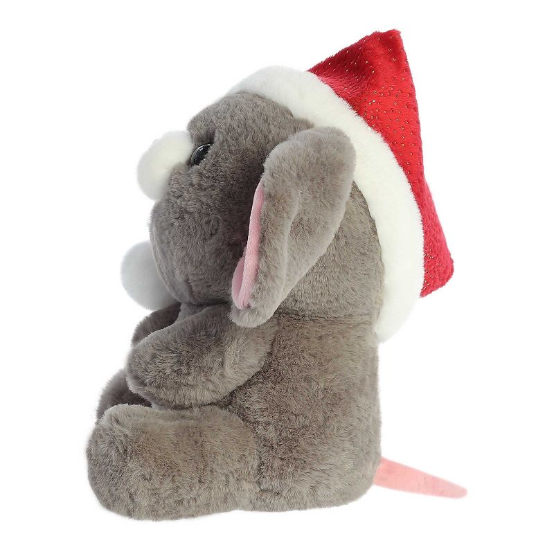 Aurora Medium Gray Holiday Oversized Santa Hats 8.5" Merry Mouse Festive Stuffed Animal, 5 of 8