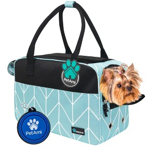 PetAmi Dog Purse Carrier, Airline Approved Soft Sided Pet Carrying Bag Pockets, Ventilated Puppy Cat Travel Carry Tote, Fleece Bed - 1 of 4