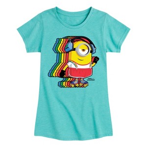 Girls' - Despicable Me Minions - Retro Rainbow Skater Fitted Short Sleeve Graphic T-Shirt - 1 of 4
