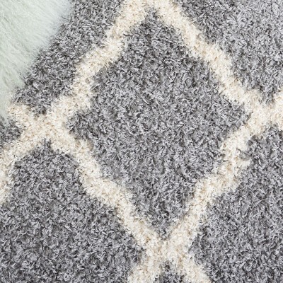 Grey and Ivory High Pile Shag Area Rug, 10' x 14'