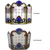 Chloe Lighting Tiffany-Glass 3 Pieces Folding Victorian Fireplace Screen 40" Wide - 3 of 4
