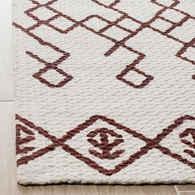 Ivory and Rust Geometric Cotton Runner Rug 2'3" x 6'