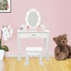 37''H Kids Vanity Set w/Lighted Mirror - Wooden Makeup Table w/Stool & Storage, Wooden Girls Vanity Table and Chair(White/Pink/Purple) - 2 of 4
